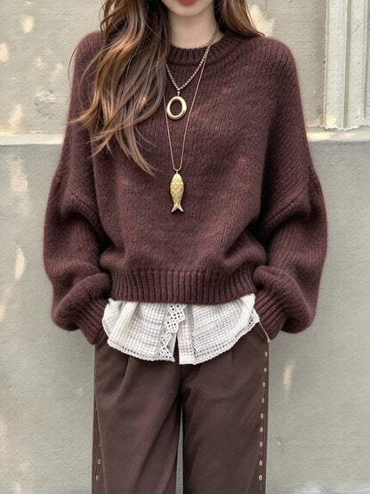 Oversized Trui Dames – Retro Sweater Met Ballonmouwen