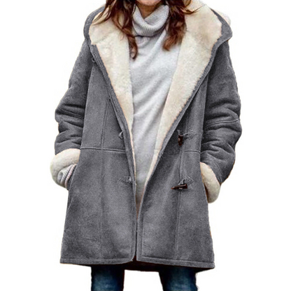 Dufflecoat Dames – Winterjas Met Fleecevoering En Capuchon