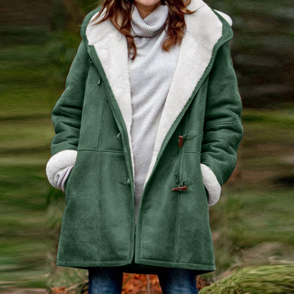 Dufflecoat Dames – Winterjas Met Fleecevoering En Capuchon