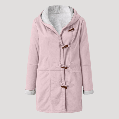 Lange Duffle-Coat Voor Dames Met Capuchon En Warme Voering