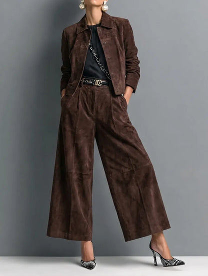 Chique Suède Look Set Dames – Jasje & Wijde Broek