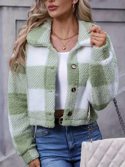 Geruite Korte Teddy Vest Dames – Teddy Jas & Tussenjas
