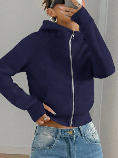 Cropped Hoodie Dames – Korte Sweater Met Rits & Capuchon