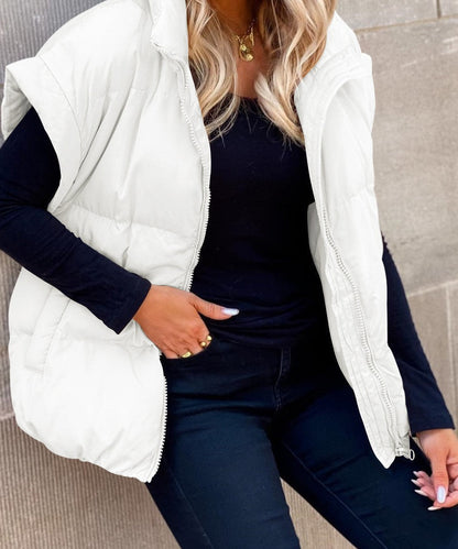 Gewatteerde Bodywarmer Voor Dames Met Hoge Kraag En Ritssluiting