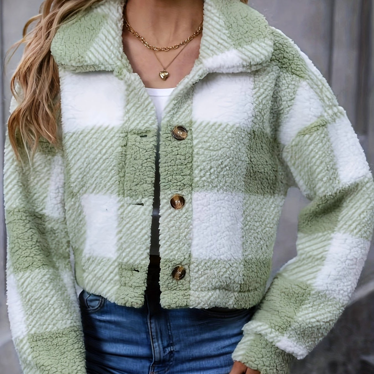 Geruite Korte Teddy Vest Dames – Teddy Jas & Tussenjas