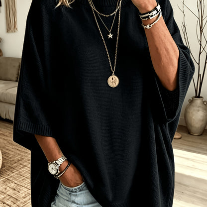 Oversized Trui Dames – Fijngebreide Trui Met Vleermuismouwen