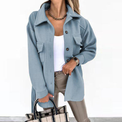 Wollen Overshirt Voor Dames Met Kraag En Borstzakken