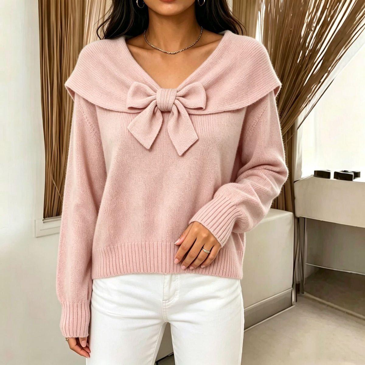 Elegante Trui Dames Met Strik – Gebreide Trui