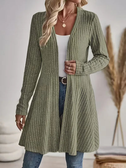 Lang Vest Dames – Gebreide Cardigan Met V-Hals
