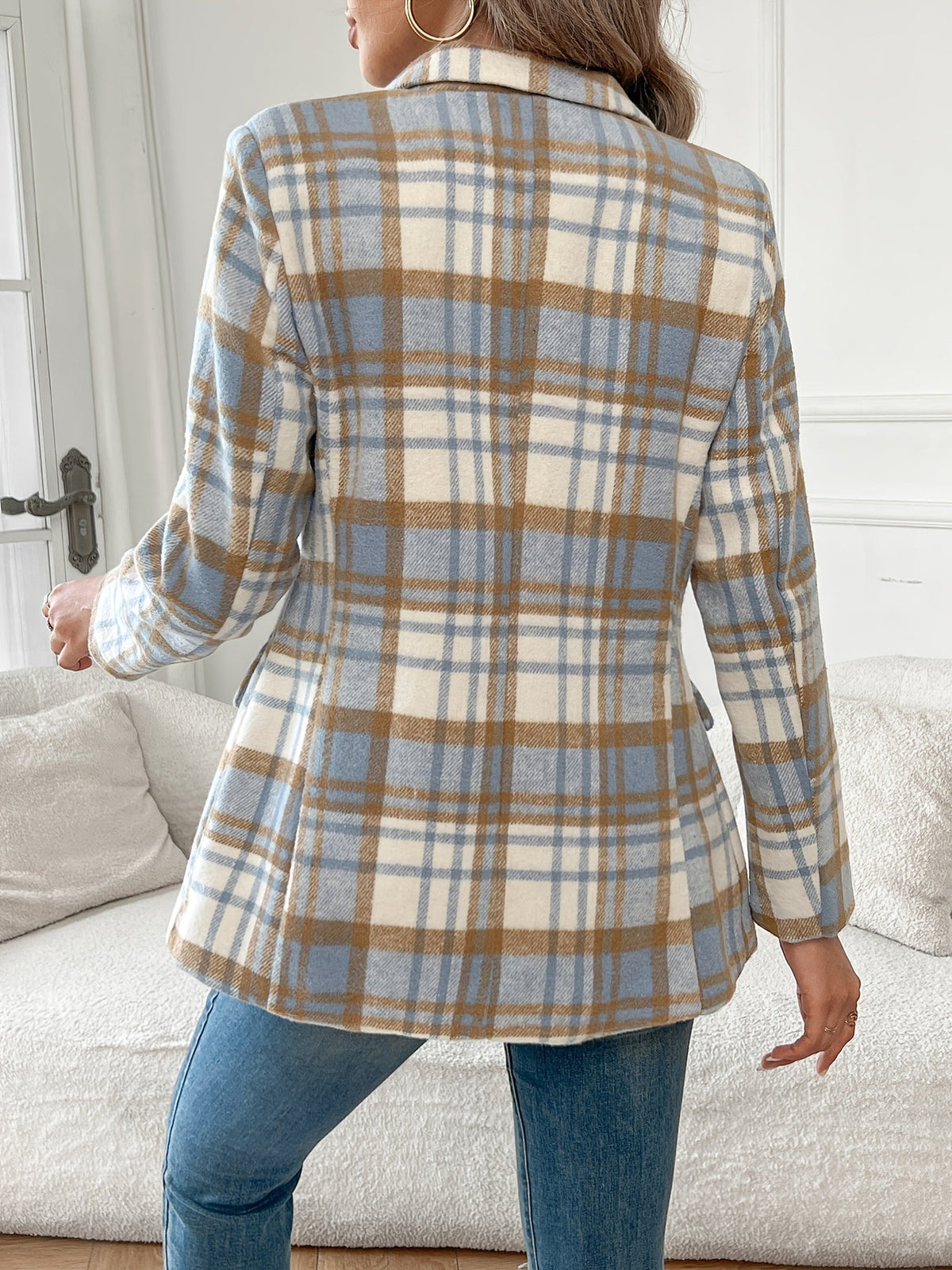 Chique Geruite Blazer Dames – Getailleerd Colbert