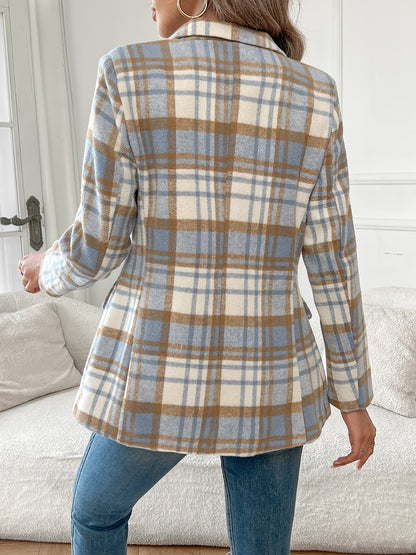 Chique Geruite Blazer Dames – Getailleerd Colbert