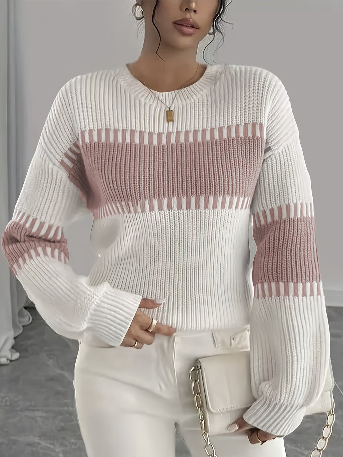Gestreepte Trui Dames – Sweater Met Colorblock Patroon