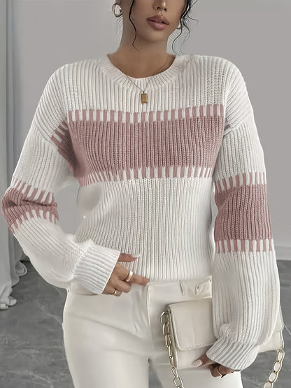 Gestreepte Trui Dames – Sweater Met Colorblock Patroon