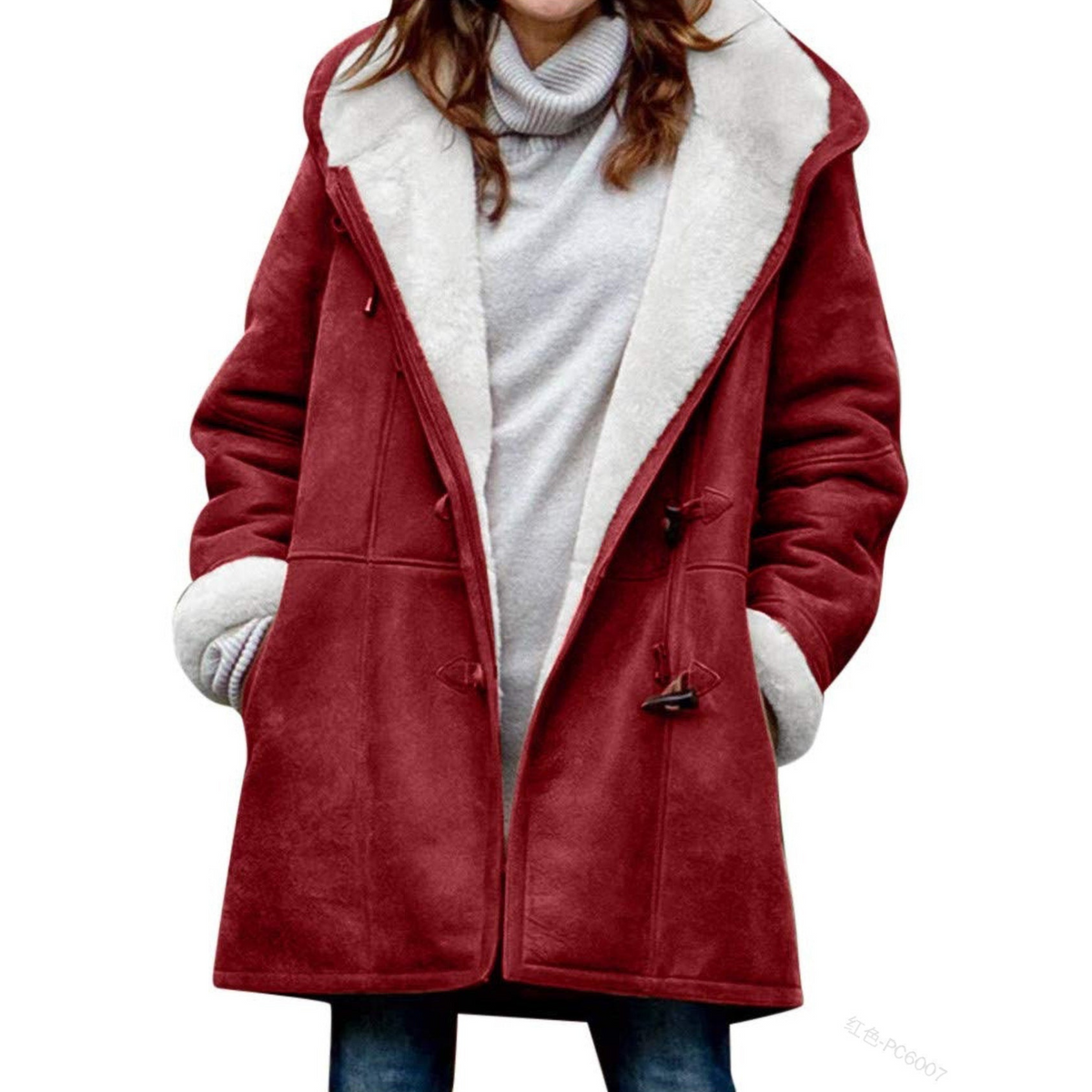 Dufflecoat Dames – Winterjas Met Fleecevoering En Capuchon