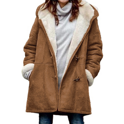 Dufflecoat Dames – Winterjas Met Fleecevoering En Capuchon