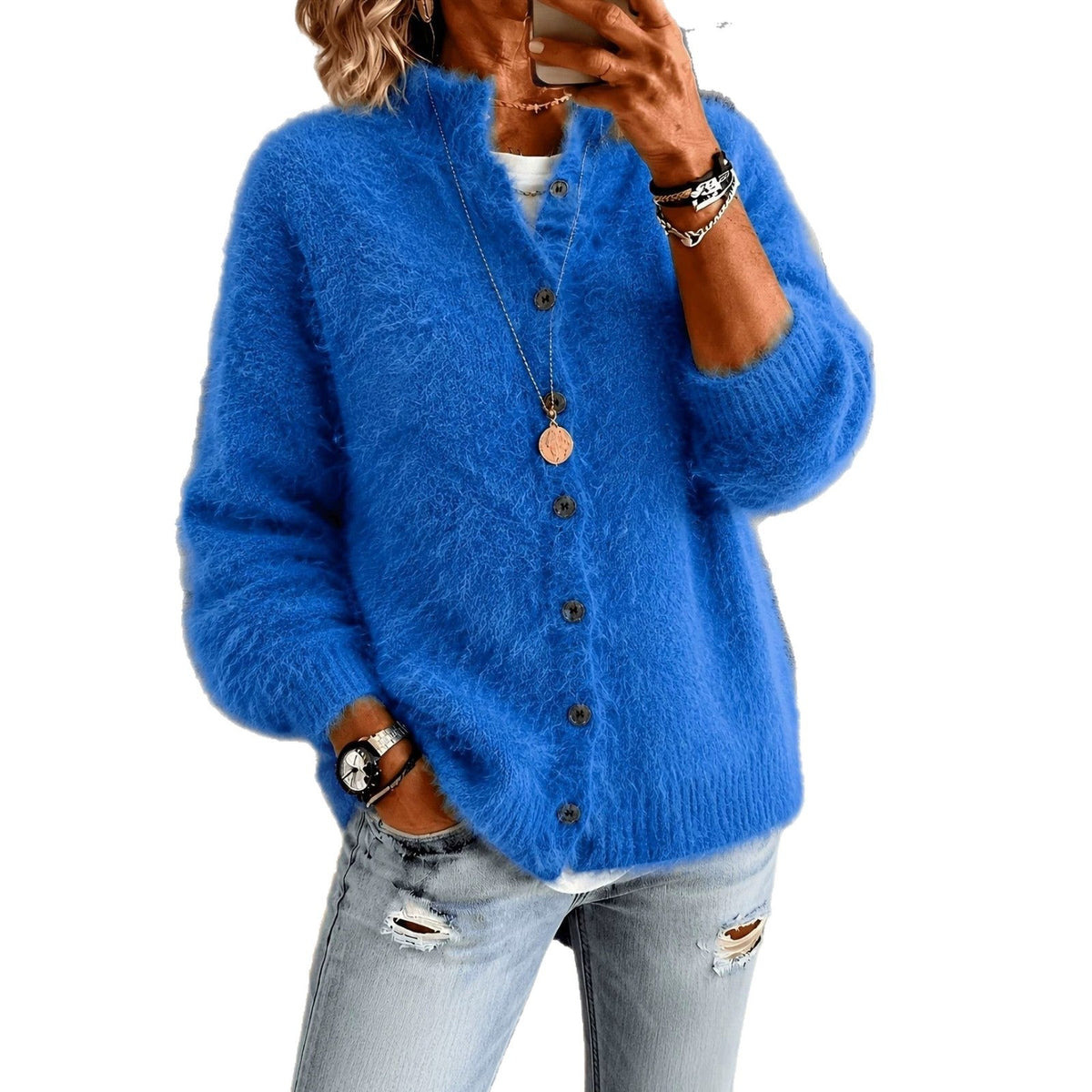 Fluffy Teddy Vest Dames – Cardigan Met Hoge Kraag
