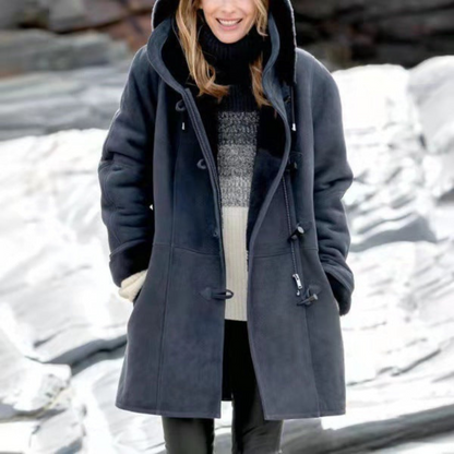 Dufflecoat Dames – Winterjas Met Fleecevoering En Capuchon