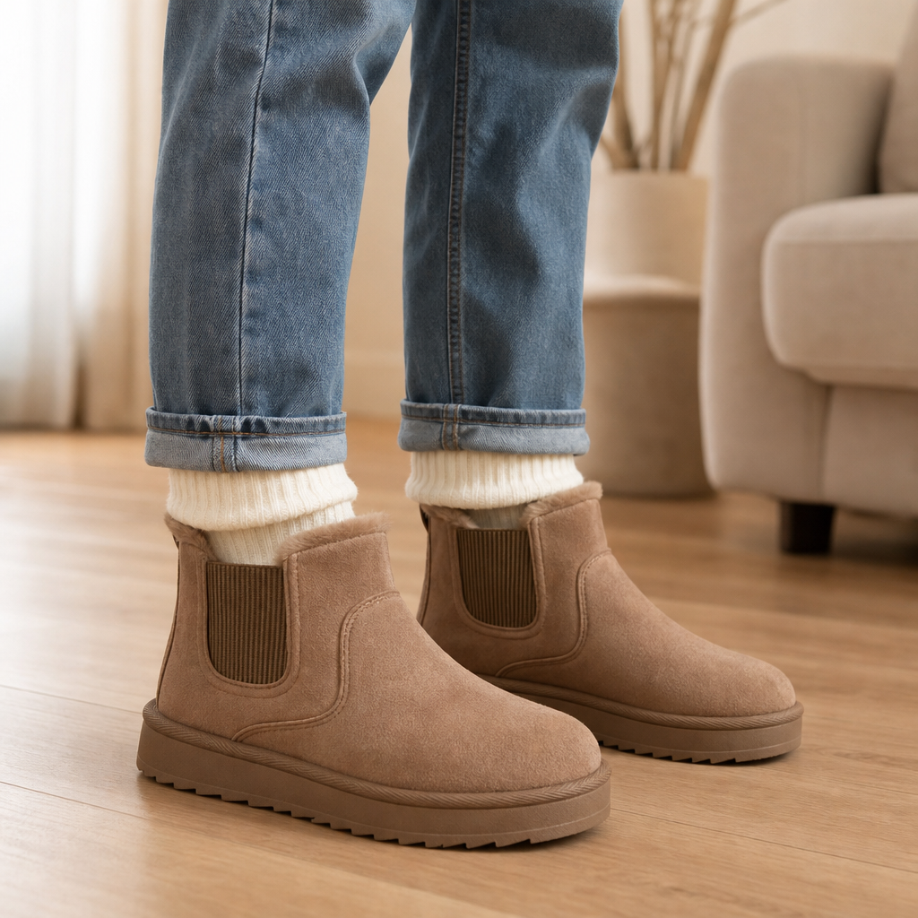 Zachte Snowboots Dames – Enkellaarsjes Met Elastische Inzet