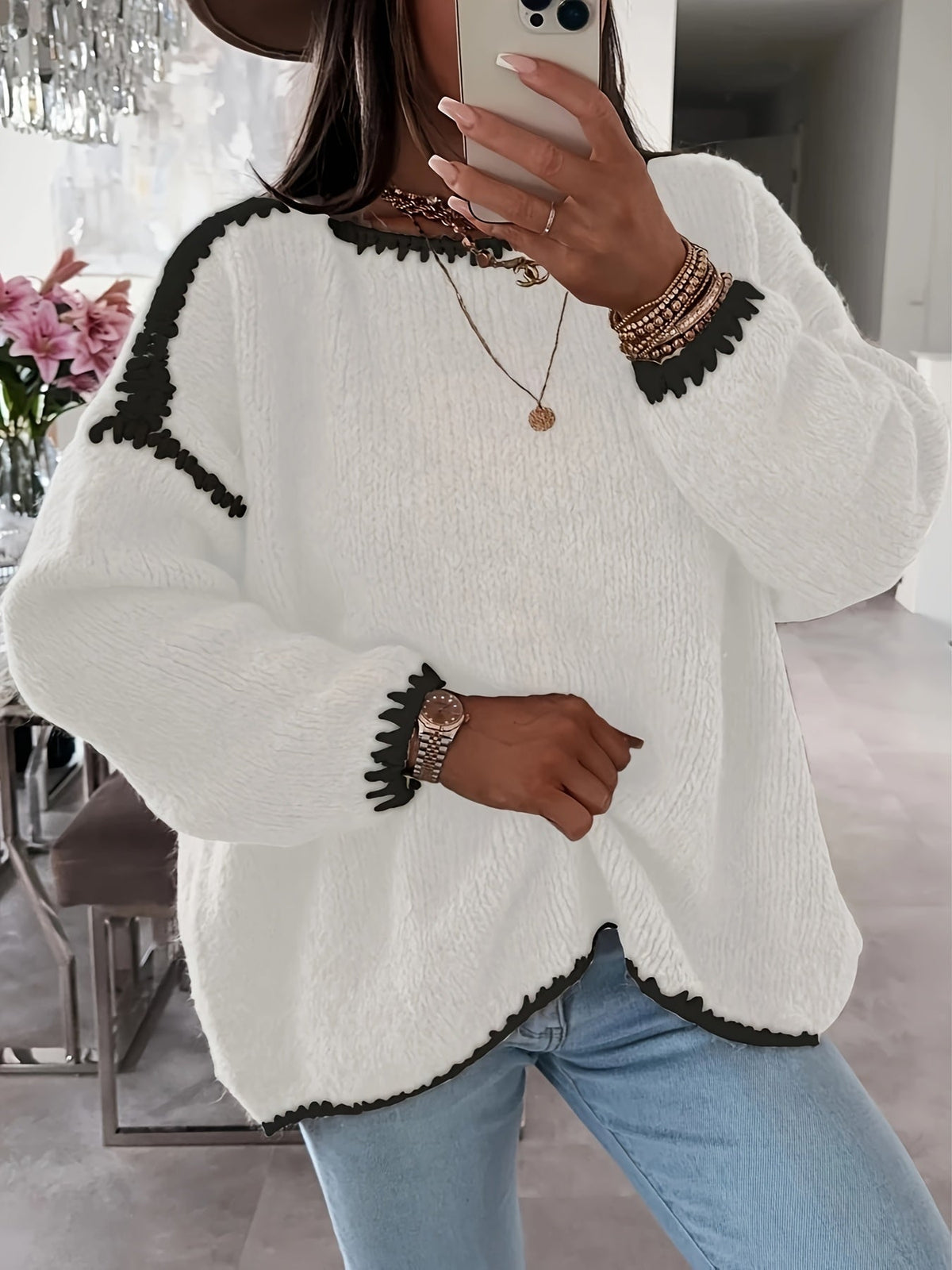 Oversized Trui Dames – Gebreide Sweater Met Split