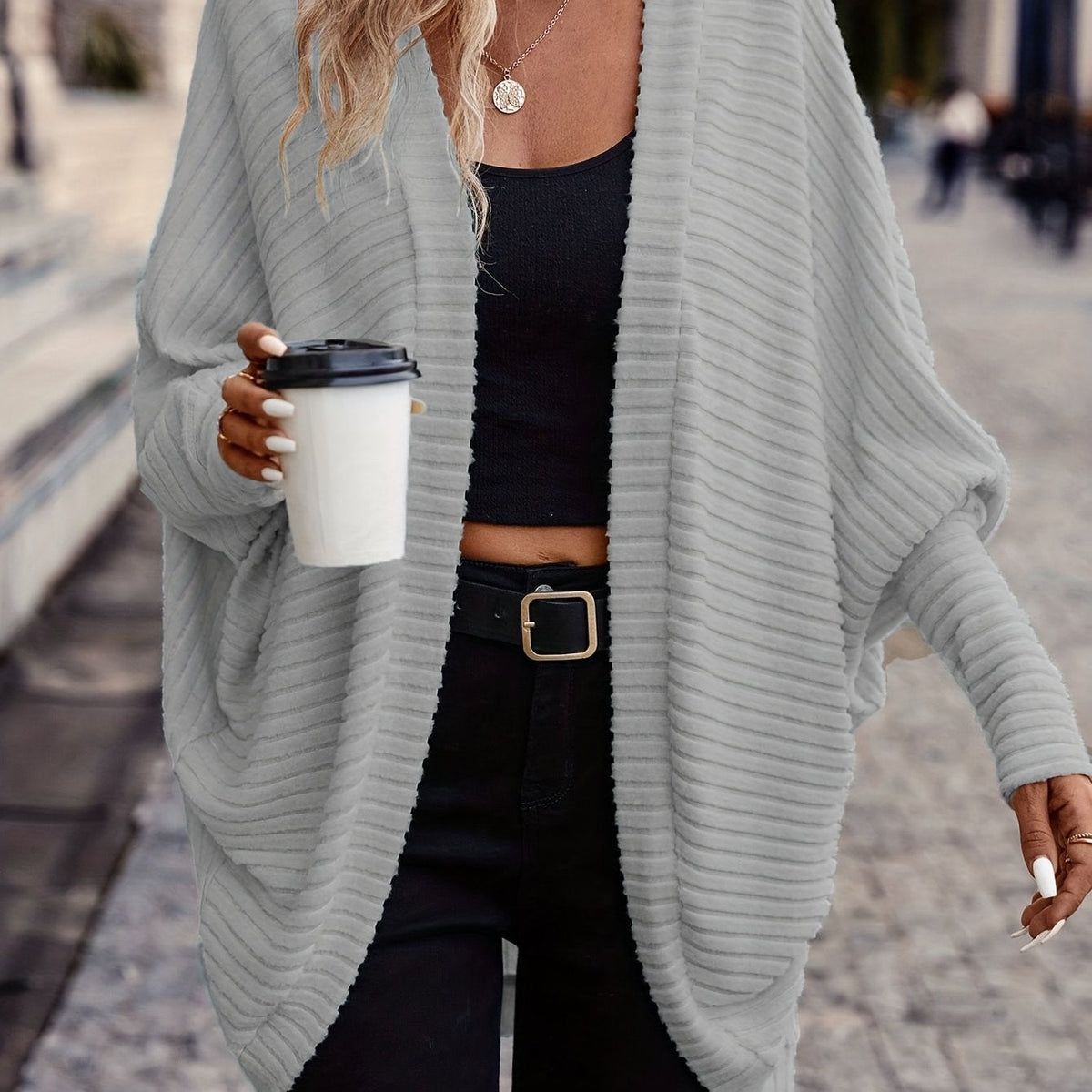 Oversized Vest Dames – Open Cardigan Met Lange Mouwen