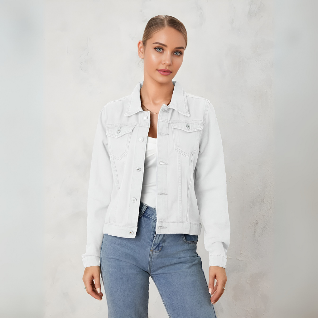 Kort Spijkerjack Dames – Denim Jasje Met Knoopsluiting