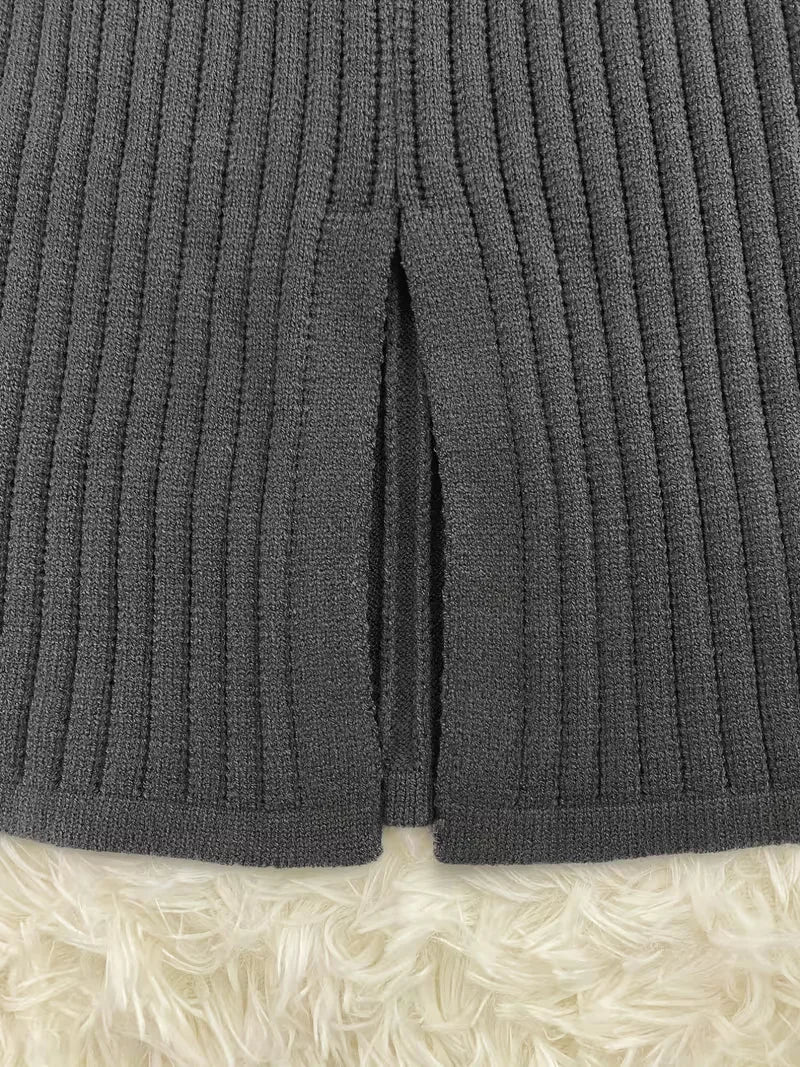 Tweedelige Ribgebreide Set Dames – Trui & Bijpassende Rok