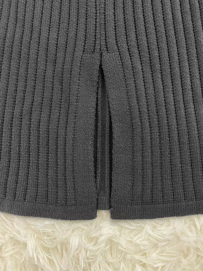 Tweedelige Ribgebreide Set Dames – Trui & Bijpassende Rok