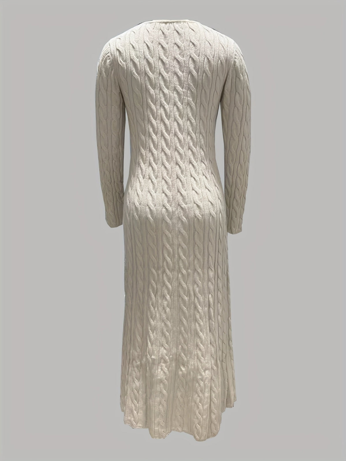 Maxi Sweaterjurk Dames – Lange Gebreide Jurk Met Kabelpatroon