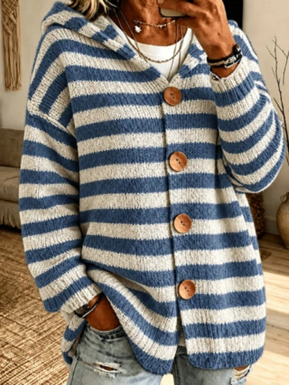 Gestreept Vest Dames – Cardigan Met Capuchon