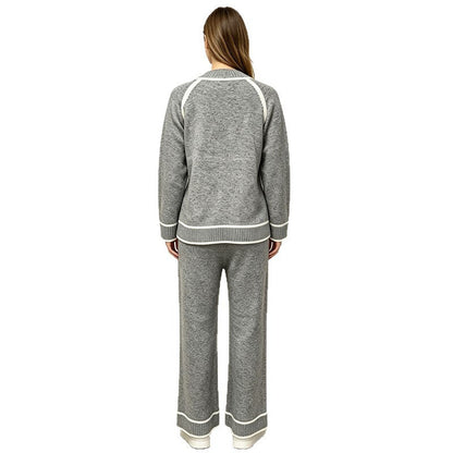 Gebreide Co-ord Set Dames – Tweedelige Outfit Met Trui & Wijde Broek