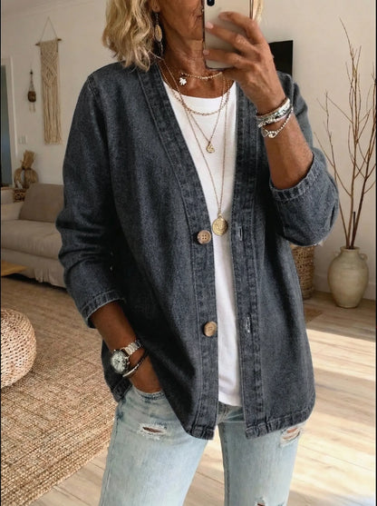 Denim Cardigan Dames – Casual Spijkervest Met Knopen