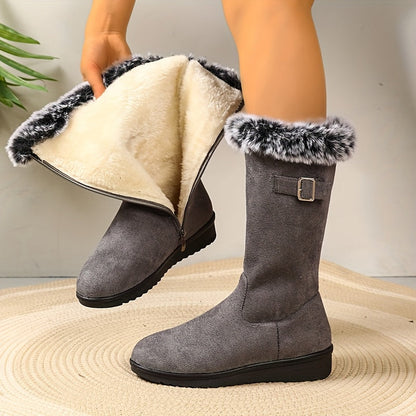 Gevoerde Winterlaarzen Dames – Suède Look Laarzen
