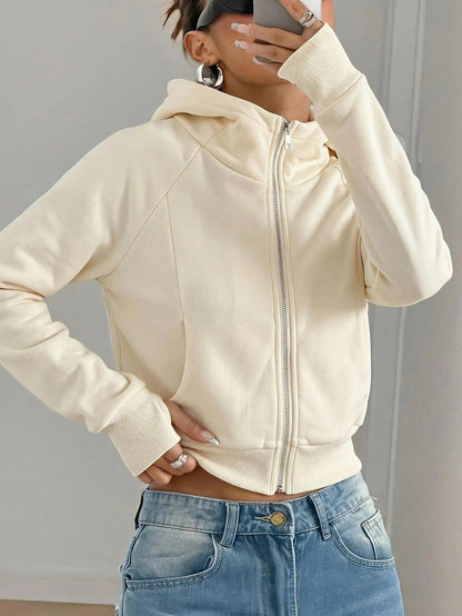 Cropped Hoodie Dames – Korte Sweater Met Rits & Capuchon