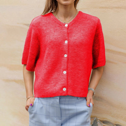 Gebreid Vest Dames – Cardigan Met Korte Mouwen