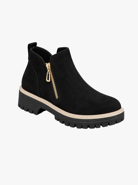 Casual Dames Enkellaarsjes Met Zijrits En Grove Zool