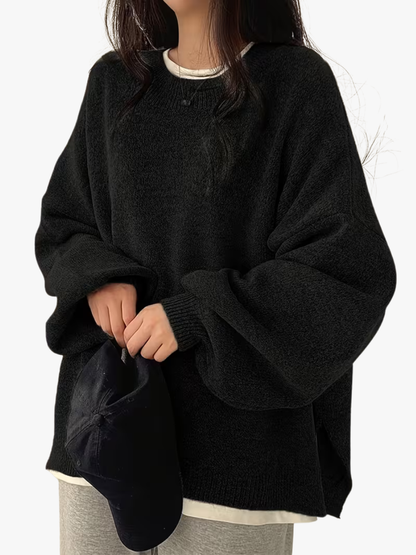 Oversized Dames Trui Met Ballonmouwen En Ronde Hals