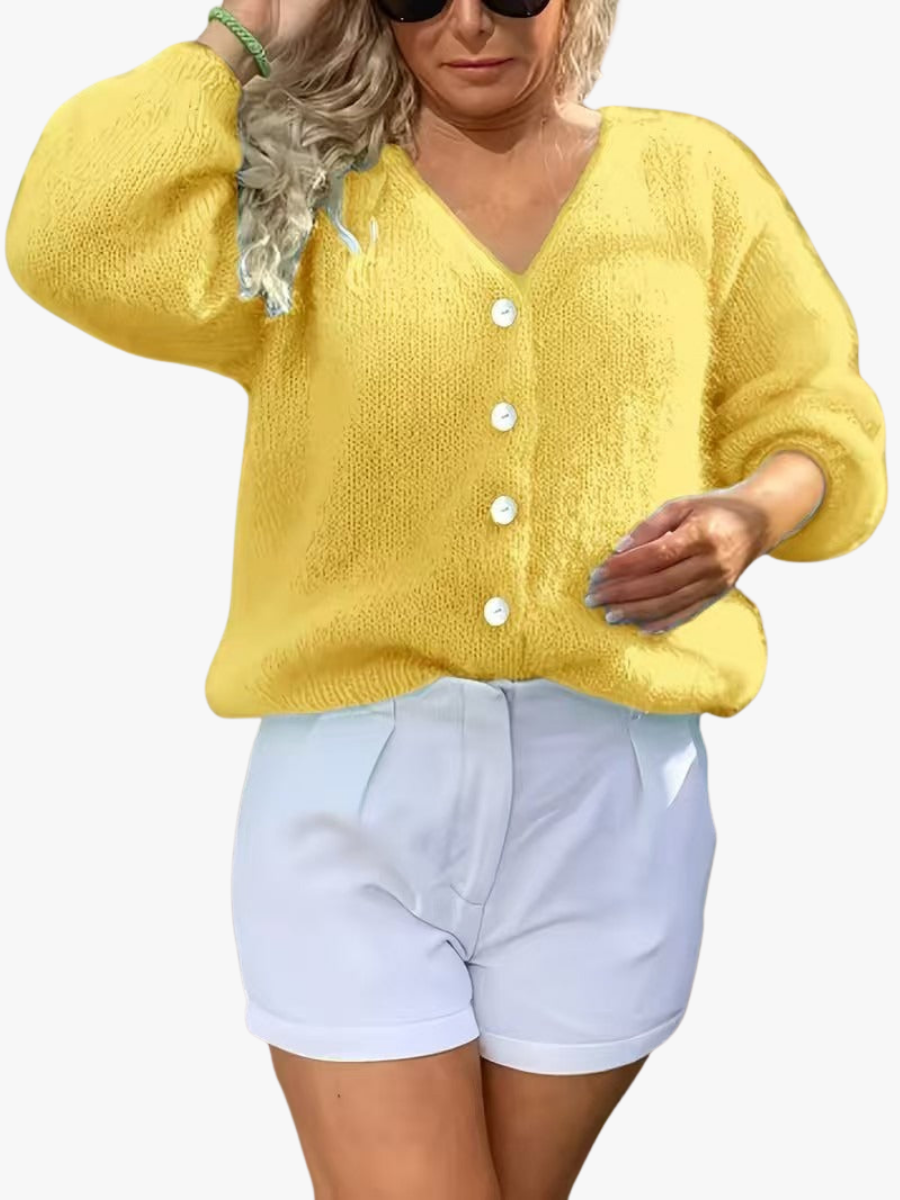 Gebreide Cardigan Dames – Zacht Vest Met V-Hals