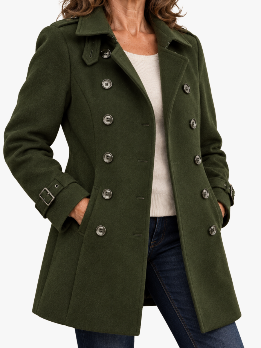 Lange Wollook Mantel Dames – Double Breasted Winterjas
