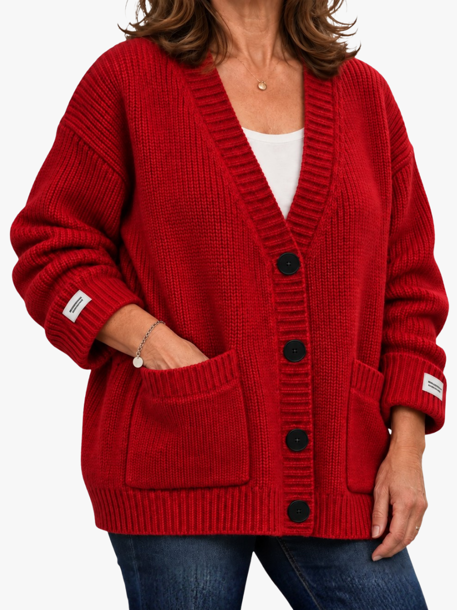 Oversized Cardigan Dames – Gebreid Vest Met V-Hals