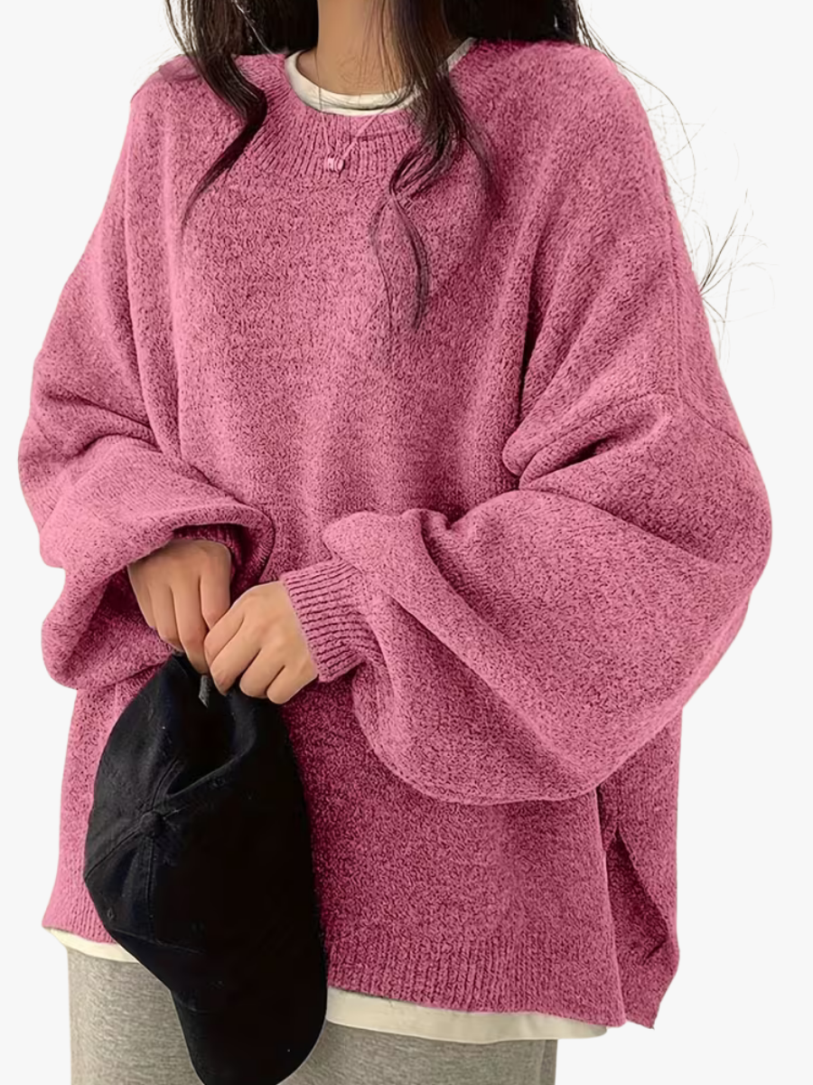 Oversized Gebreide Trui Dames – Grofgebreide Trui Met Ballonmouwen