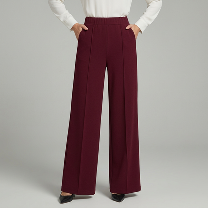 Elegante Wijde Broek Voor Dames Met Hoge Taille En Zakken