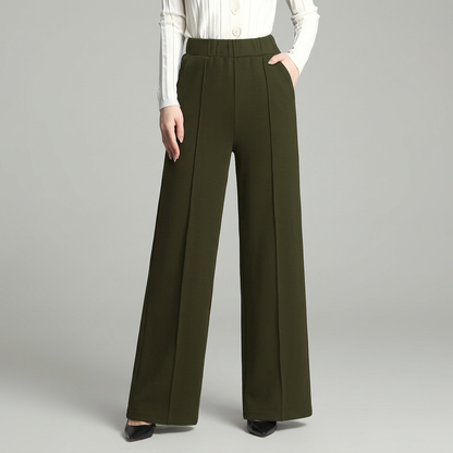 Elegante Wijde Broek Voor Dames Met Hoge Taille En Zakken