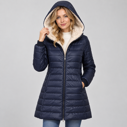 Warme Dames Quilted Winterjas Met Capuchon