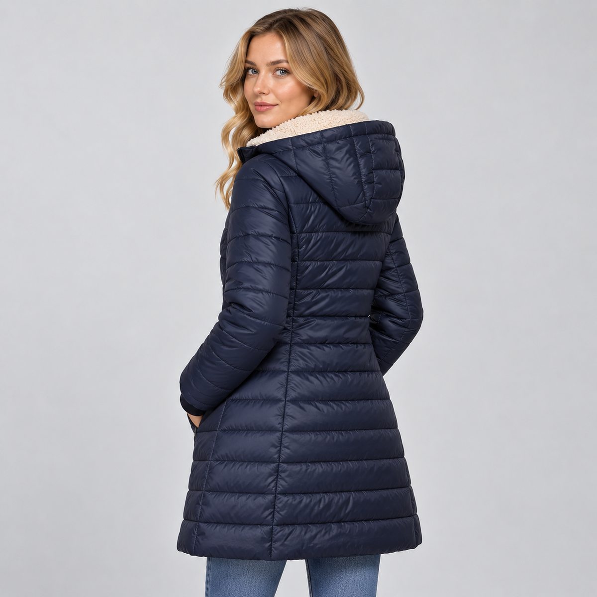 Warme Dames Quilted Winterjas Met Capuchon