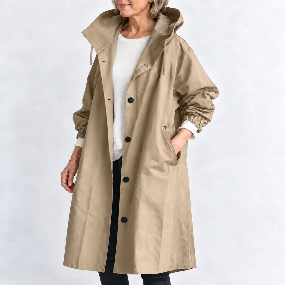 Lange Trenchcoat Dames – Tussenjas Met Capuchon