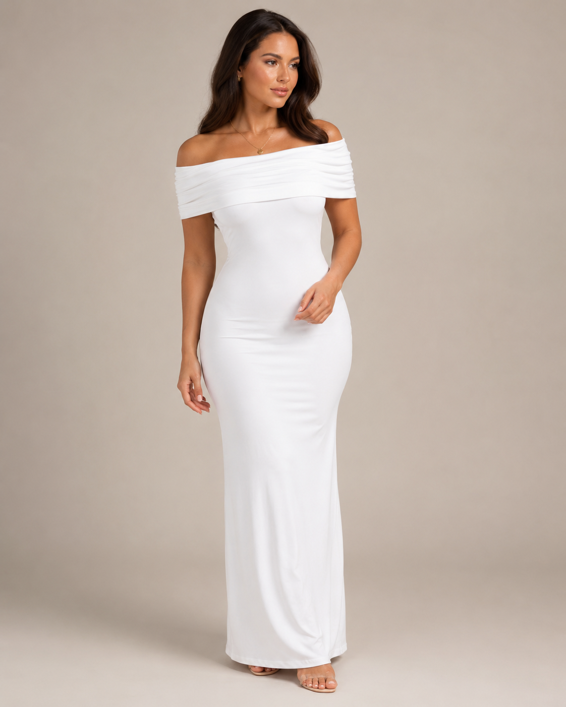 Dames Strapless Maxi-Jurk Met Open Rug