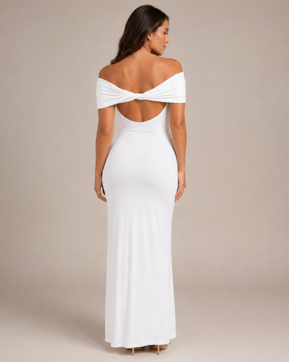 Dames Strapless Maxi-Jurk Met Open Rug