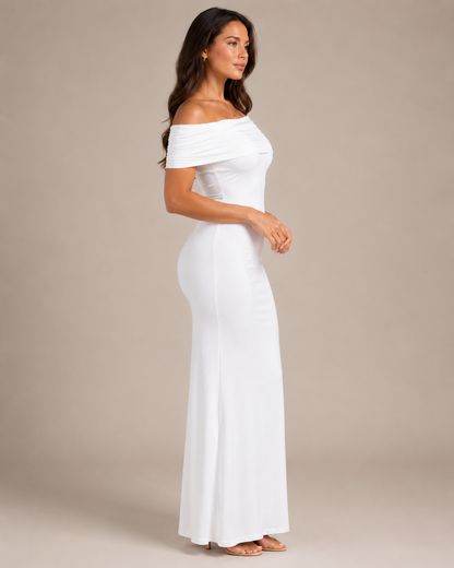 Dames Strapless Maxi-Jurk Met Open Rug