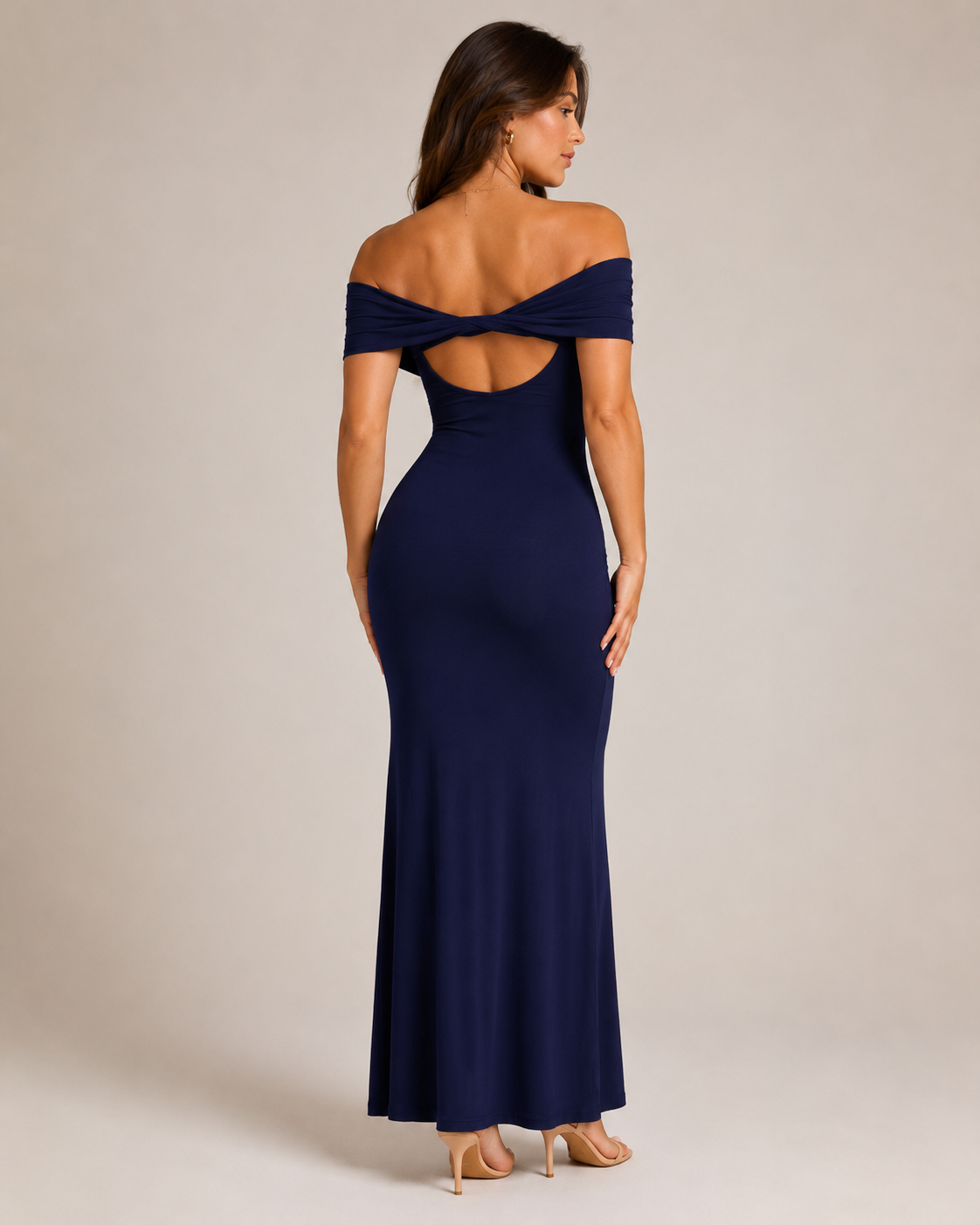 Dames Strapless Maxi-Jurk Met Open Rug