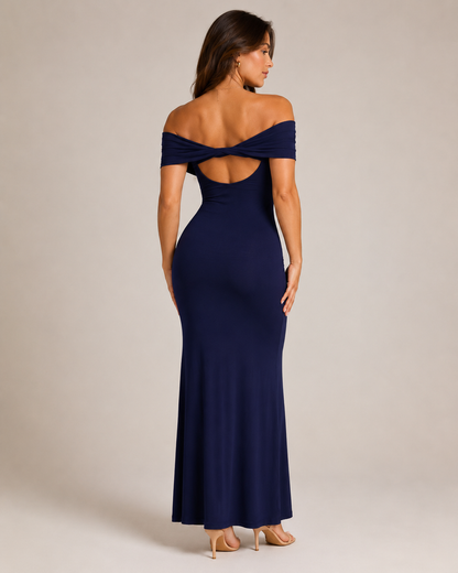 Dames Strapless Maxi-Jurk Met Open Rug